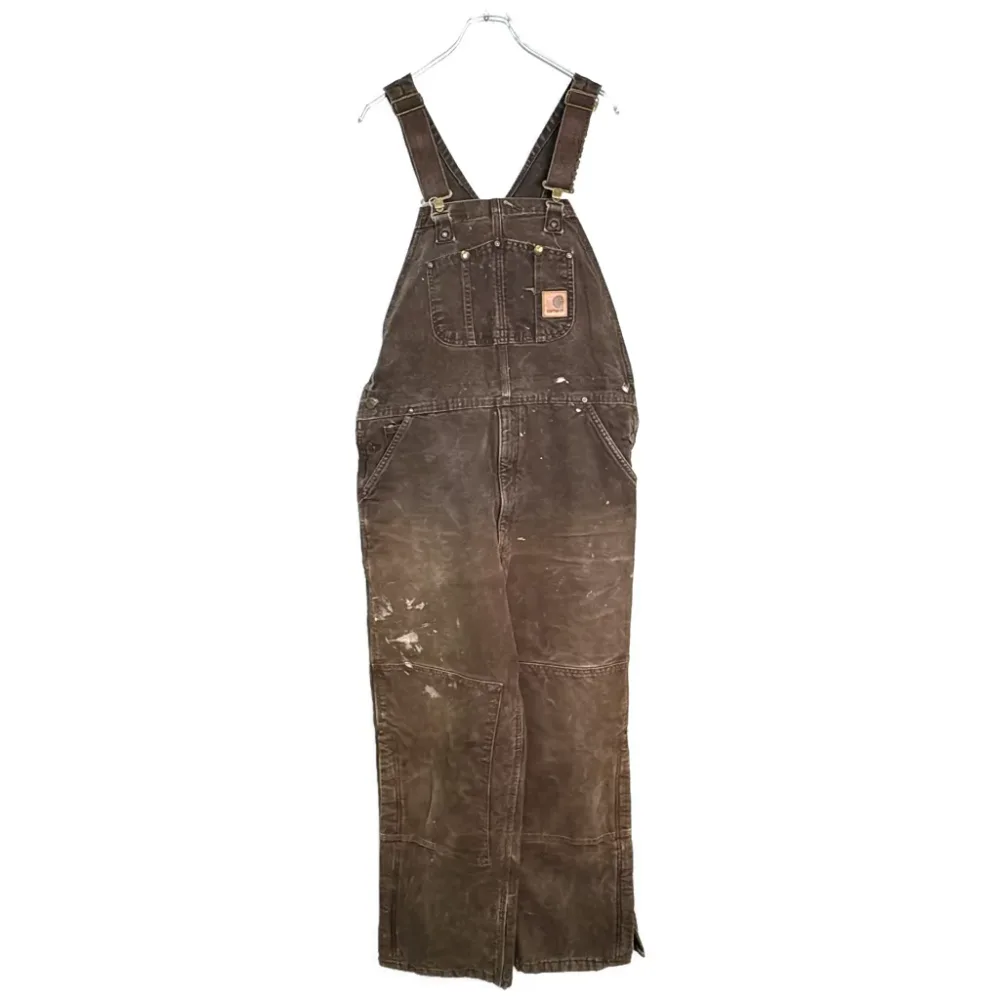 Carhartt カーハート ダック ダブルニー ビブオーバーオール ブラウン(メンズ W38 L32)中古 古着 Y9618