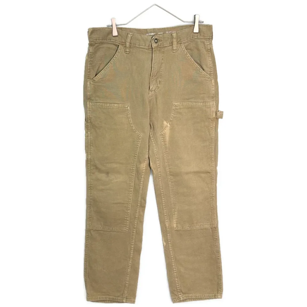 OLD NAVY / オールドネイビー ダブルニー ペインターパンツ ブリーチ ベージュ (メンズ W33 L30) 中古 古着 Z1172