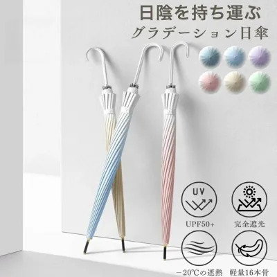 日傘 長傘 レディース メンズ 晴雨兼用 16本骨 ジャンプ傘 大判サイズ 105cm 完全遮光 UVカット100% UPF50+ 耐風 軽量 撥水加工 おしゃれ 北欧デザイン 傘 ギフト対応