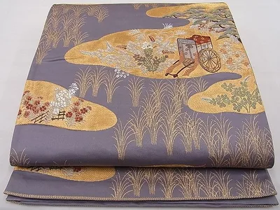 Heiwaya kimono ■Six-pattern bag obi Karaori Ryusui Imperial Palace car autumn grass pattern Gold thread Special item n-kn0850