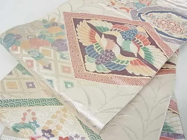 平和屋着物■佐賀錦 六通柄袋帯 織匠宝文 銀糸 逸品 az5072
