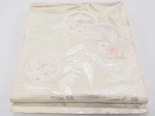 平和屋着物■夏物 六通柄袋帯 花蝶丸文 金銀糸 逸品 CAAG0675fb