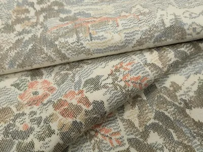 平和屋着物▽上質な紬 単衣 風景草花文 正絹 逸品 CAAP5518ut