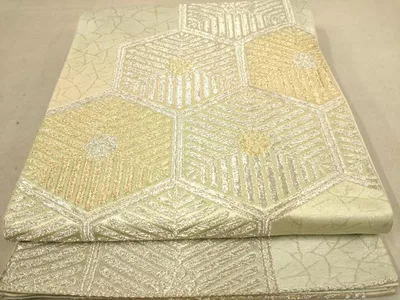 平和屋着物◎六通柄袋帯 亀甲花文 金銀糸 正絹 逸品 AAAZ8679dt