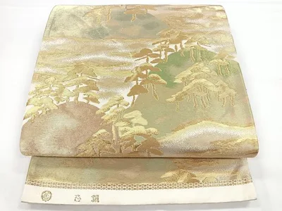 平和屋着物◎六通柄袋帯 琳派 重山松文 金糸 正絹 逸品 CAAY5504nb