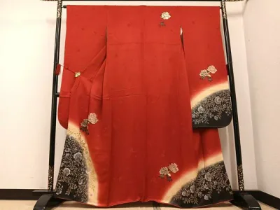 平和屋着物●豪華振袖 更紗枝花文 暈し染め 金銀彩 正絹 逸品 AABG0441ph