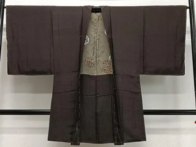 平和屋着物∞男性 長羽織 紬地 絣文様 正絹 逸品 未使用 CABD4550ua
