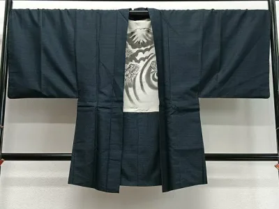 平和屋着物∞男性 長羽織 紬地 80亀甲 総詰め 正絹 逸品 CABD4551ua