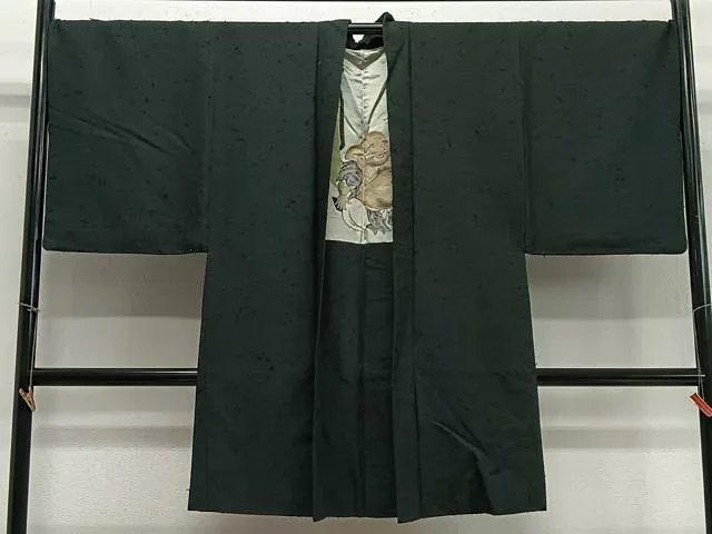 平和屋着物∞男性 長羽織 髭紬地 百入り茶色 正絹 逸品 CABD4579ua