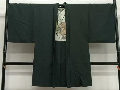 平和屋着物∞男性 長羽織 髭紬地 百入り茶色 正絹 逸品 CABD4579ua