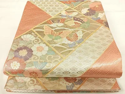 平和屋着物◎九百佐賀錦 六通柄袋帯 織匠宝文 金銀糸 正絹 逸品 AABG2371yx