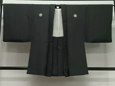 平和屋着物∞男性 羽織 黒紋付 正絹 逸品 CABD4692ua
