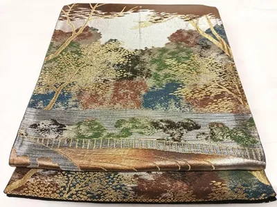 平和屋着物◎六通柄袋帯 石庭 金銀糸 正絹 逸品 AABG2509yx