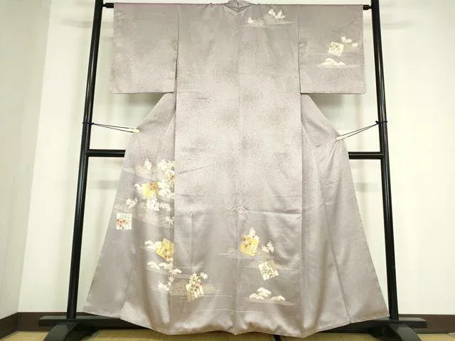 平和屋着物●訪問着 駒刺繍 源氏香花文 金彩 正絹 逸品 DABC3657az
