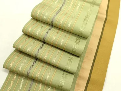 平和屋着物●本場筑前博多織 両面 半幅帯 献上 正絹 逸品 DABD0598op