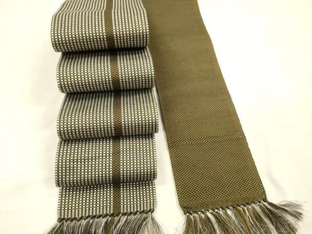 平和屋着物●男性 本場筑前博多織 角帯 間道 正絹 逸品 DABE6244cm