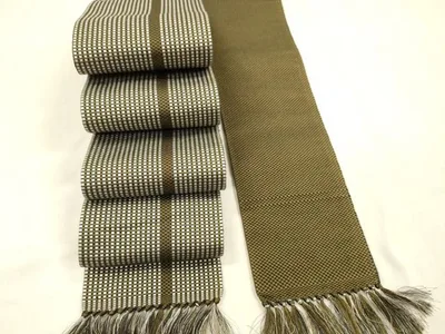 平和屋着物●男性 本場筑前博多織 角帯 間道 正絹 逸品 DABE6244cm