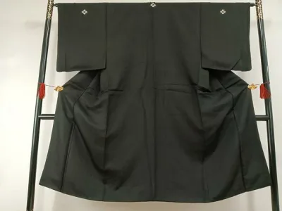 平和屋着物●男性 黒紋付 正絹 逸品 AABI1357fy