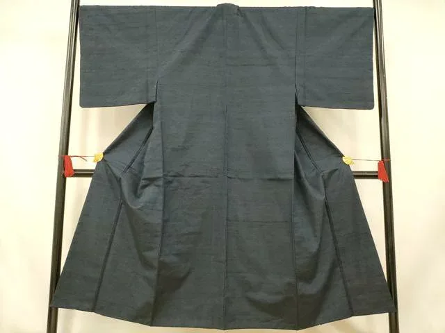 平和屋着物■男性 紬 濃藍色 正絹 逸品 AABI5853fw