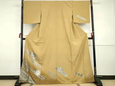 平和屋着物●訪問着 鳳凰更紗花絵皿文 暈し染め 金銀彩 正絹 逸品 AABI5182cs