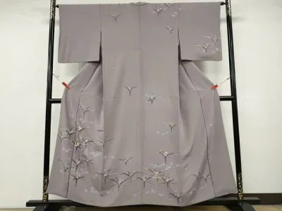 平和屋着物●本加賀友禅作家 毎田健治 訪問着 草花文 正絹 逸品 CABH2432ut