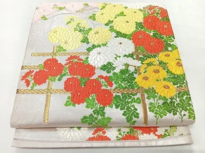平和屋着物◎六通柄袋帯 唐織 草花文 金糸 正絹 逸品 CABI4568nb
