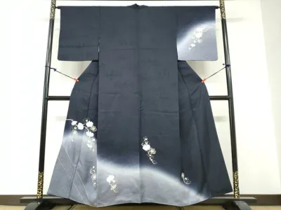 平和屋着物●訪問着 総刺繍 枝花文 暈し染め 金糸 正絹 逸品 DABG2304ud