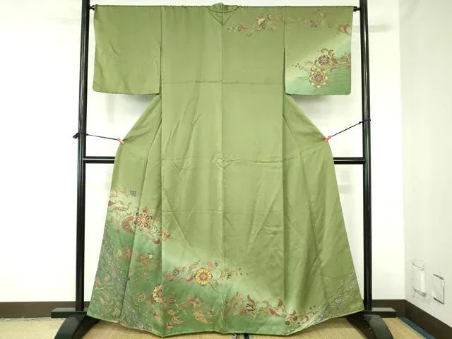 平和屋着物●訪問着 正倉院花唐草文 暈し染め 金彩 正絹 逸品 DABH0701op