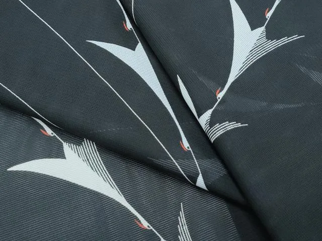 平和屋着物*夏物 小紋 絽 飛鶴文 黒地 洗える着物 CABJ0828th
