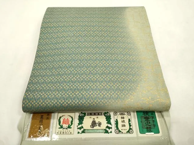 平和屋着物●結城紬 全通柄袋帯 霞間道 金彩 証紙付き 正絹 逸品 CABJ2142dy
