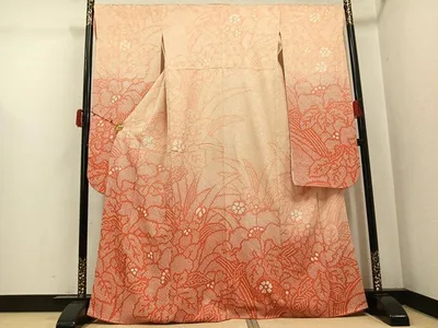 平和屋着物●豪華振袖 総絞り 草花文 正絹 逸品 AABJ3961ph