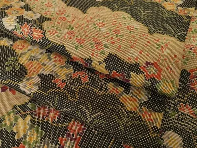平和屋着物●本場大島紬 7マルキ 総絣 雲重ね花文 正絹 逸品 AABK6290ck