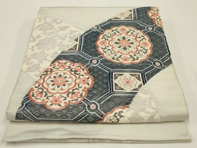 平和屋着物◎太鼓柄袋帯 正倉院花文 正絹 逸品 AABK5371ou