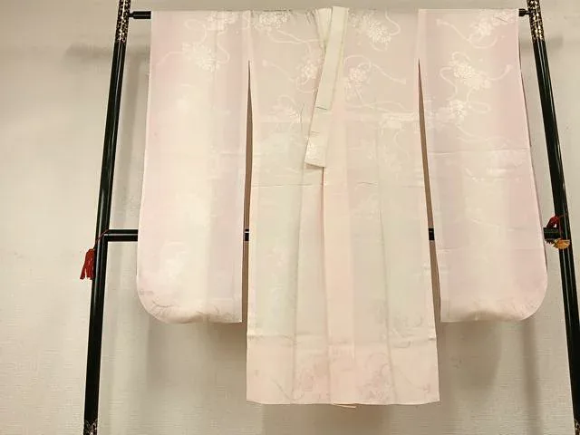 平和屋着物●振袖用長襦袢 無双仕立て 扇面花地紋 暈し染め 京都きもの友禅扱い 正絹 逸品 AABK7921fy
