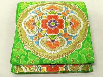 Heiwaya Kimono ◎Six-pattern bag belt, Karaori, flower pattern, gold thread, pure silk, masterpiece CABJ6243yk
