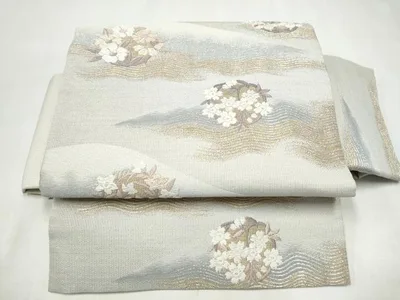 平和屋着物●つけ帯 唐織 草花丸文 金銀糸 正絹 逸品 CABL1157hy