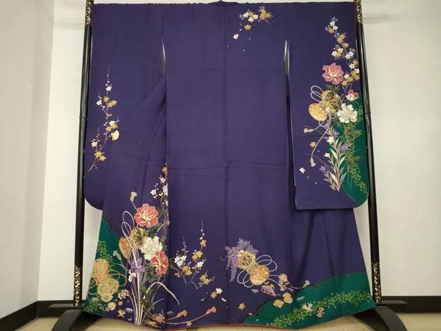 平和屋着物●豪華振袖 駒刺繍 花鼓文 金彩 正絹 逸品 AABL7523ck