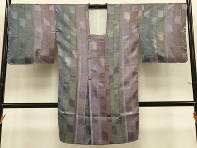 平和屋着物#道行コート 鎌田紫峰 瓦文 暈し染め 反端付き ロング丈 正絹 逸品 未使用 CABI6300in