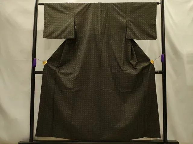 平和屋着物■上質な紬 菱間道 正絹 逸品 AABL7499sx