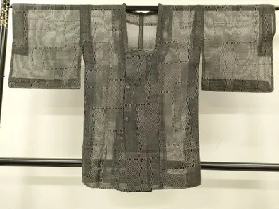 平和屋着物▽道行コート スリーシーズン 春夏秋 塵除け 幾何学文 正絹 逸品 DABI7029fe