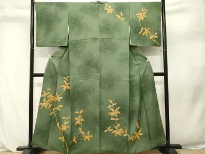 平和屋着物■上質な小紋 刺繍 南天文 暈し染め 正絹 逸品 CABL3954ev