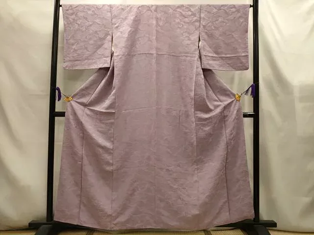 平和屋着物■上質な色無地 流水地紋 薄柿色 正絹 逸品 AABL4510sx