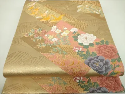 平和屋着物▼六通柄袋帯 唐織 華優美 金糸 正絹 逸品 DABI6961ps