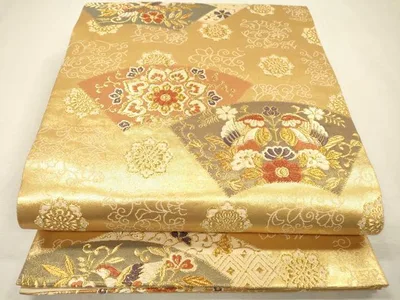 平和屋着物▼六通柄袋帯 唐織 古代文様 金糸 正絹 逸品 DABJ7358fe