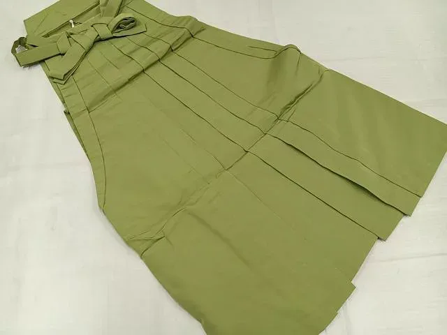 平和屋着物●男性 馬乗り袴 青朽葉色 正絹 逸品 AABL8775ph