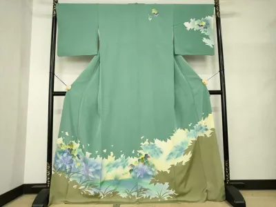 平和屋着物●訪問着 稔雄 風景葡萄蔦草文 ロング丈 正絹 逸品 AABM4356ck