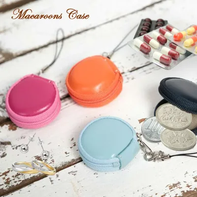 【訳あり・数量限定】本革マカロンケース 直径4cmコインケース ストラップアクセサリーケース 収納 小銭入れ定形外郵便限定 送料無料