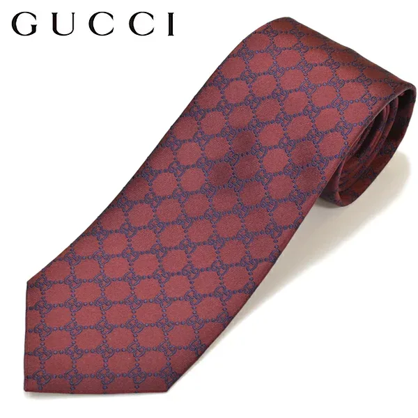 GUCCI グッチ メンズ シルクジャカードGGパターン柄ネクタイ サイズ剣幅8cm egc17w009 456524 4B002 6068 ワイン