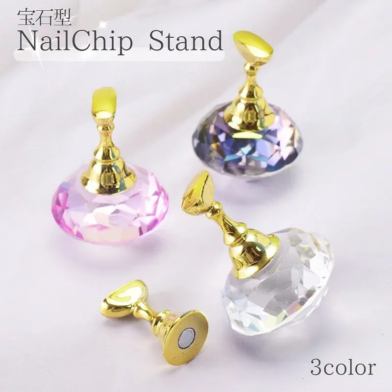 安定感 撮影用小道具 ディスプレイ ネイルチップ ネイルアート 宝石風 クリア ピンク 5個セット