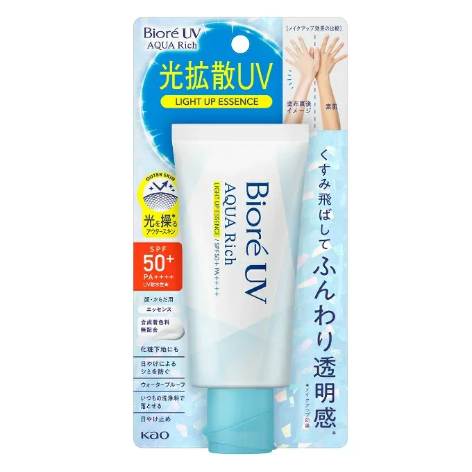 日焼け止めクリーム 日焼け止め ビオレ UVカット SPF50+ 汗・水に強い トーンアップ メイク下地 ウォータープルーフ 紫外線 熱中症対策グッズ Biore アクアリッチライトアップエッセンス 1390820